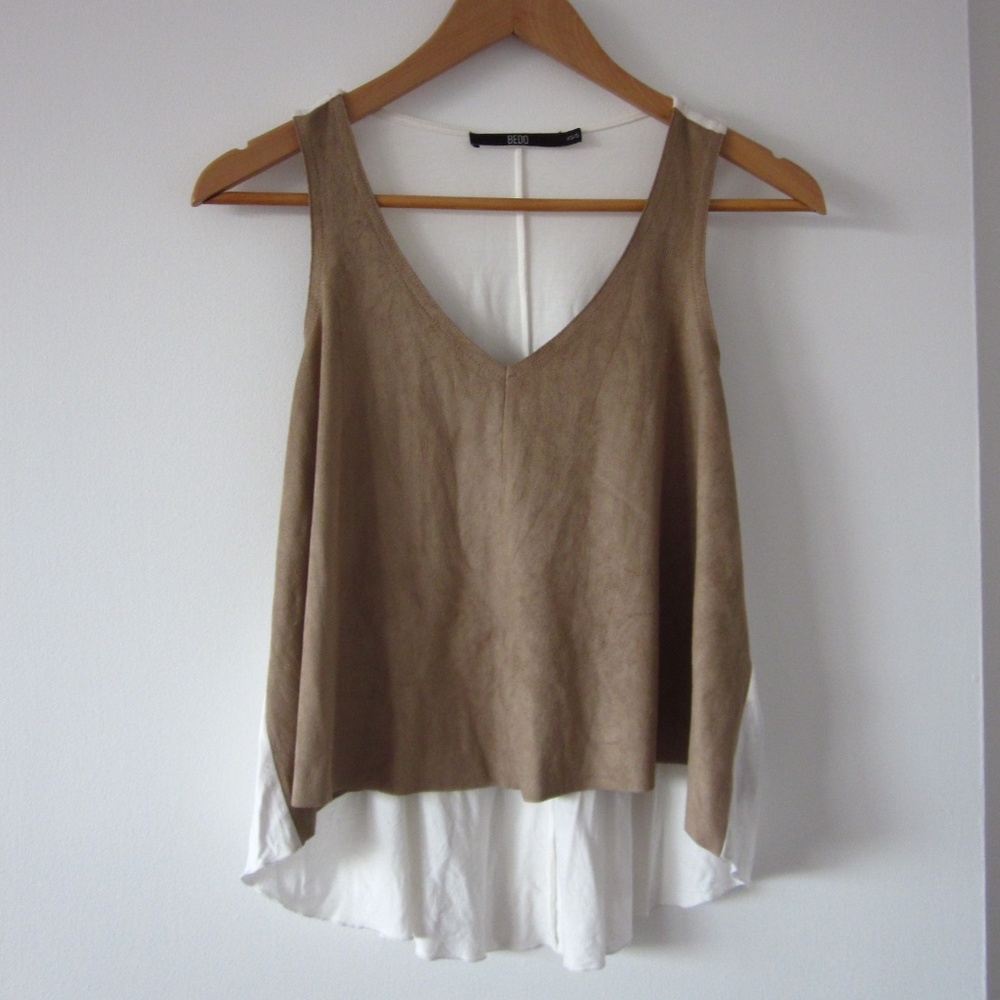 BEDO - Boho Faux Suede Sleeveless Tank Top